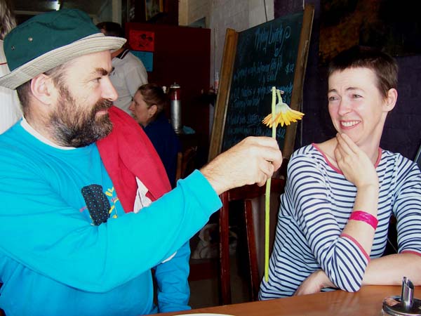 James giving Jane flower at Cygnet